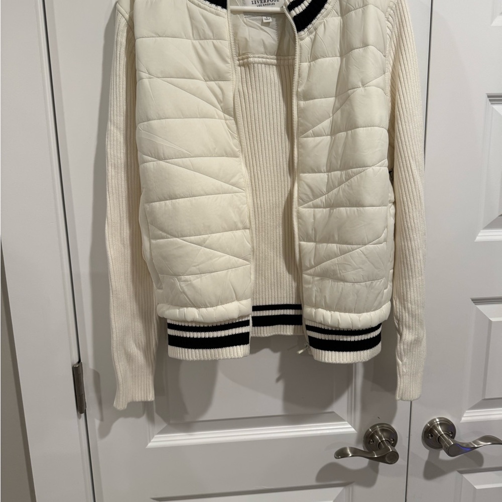 Liverpool Cream Quilted Vest with Ribbed Sleeves